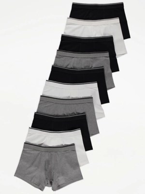Light Grey Hipster Trunks 10 Pack Men at ASDA