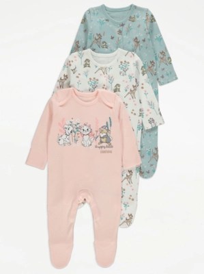 Disney Bambi & Friends Sleepsuits 3 Pack Baby at ASDA