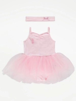 Pink Ballet Tutu Dress with Headband Kids at ASDA