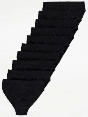 Black Jersey Briefs 10 Pack Men at ASDA