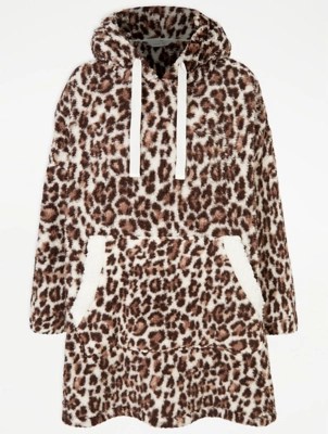 Animal Print Oversized Snuggle Hoodie Women at ASDA