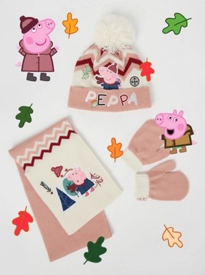 Peppa Pig's Forest Pink Hat Scarf and Gloves Set Kids at ASDA