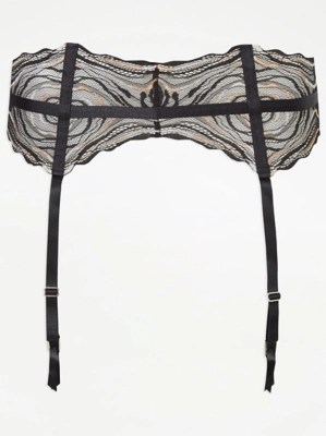 Entice Metallic Lace Suspenders Lingerie at ASDA