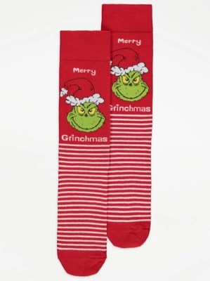 The Grinch Merry Grinchmas Family Christmas Socks Men at ASDA