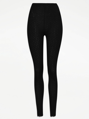 Black Pointelle Thermal Leggings Women at ASDA