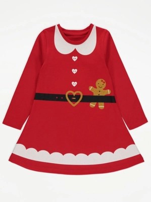 Red Christmas Santa Dress Kids at ASDA