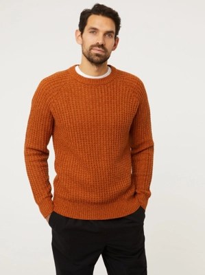 Orange Waffle Knit Jumper Men at ASDA