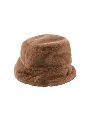 PIECES Brown Faux Fur Bucket Hat Women at ASDA