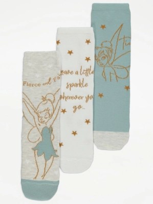 Disney Tinker Bell Ankle Socks 3 Pack Women at ASDA