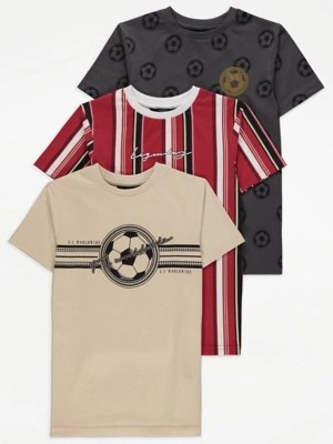 Football TShirts 3 Pack Kids at ASDA