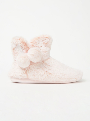 Pink Tipped Faux Fur Slipper Boots Women at ASDA