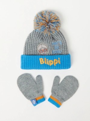 Blippi Grey Bobble Hat and Gloves Set Kids at ASDA