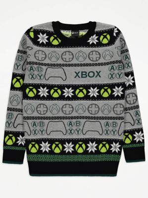 Xbox Grey Knitted Christmas Jumper Kids at ASDA
