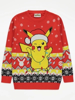 Pokémon Pikachu Red Knitted Christmas Jumper Kids at ASDA