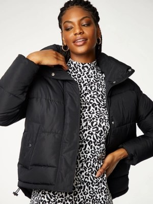 Black Short Padded Jacket Women at ASDA