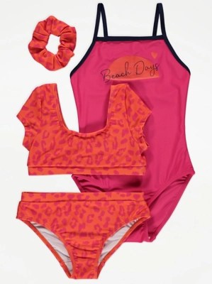 Animal Print Swimsuit and Bikini Set Kids at ASDA