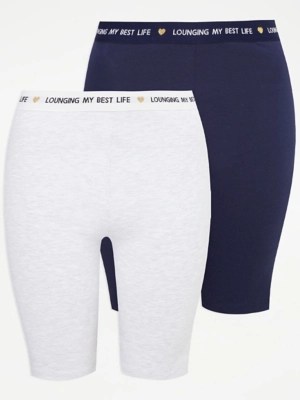 Navy Lounge Cycling Shorts 2 Pack Women at ASDA