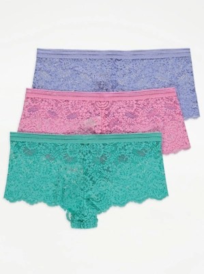 Lace Short Knickers 3 Pack Women at ASDA