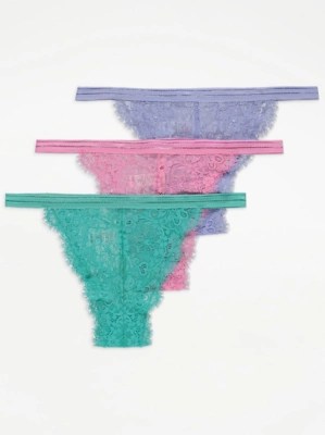 Lace Tanga Knickers 3 Pack Women at ASDA