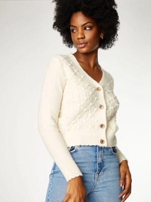 Cream Cable Knit Cardigan Women at ASDA