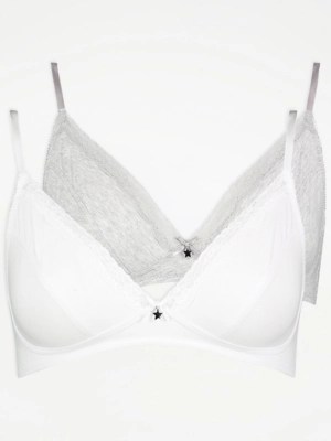 Non Padded Non Wired First Bras 2 Pack Lingerie at ASDA