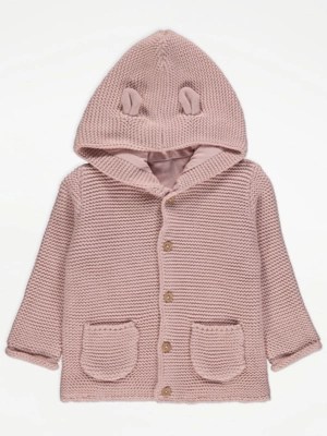 Pink Chunky Knit Cardigan Baby at ASDA