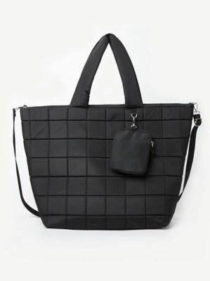 Black Quilted Tote Bag Women at ASDA