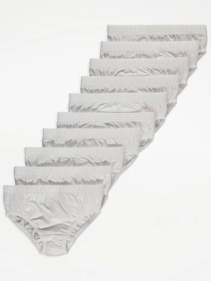 White Cotton Rich Briefs 10 Pack Kids at ASDA