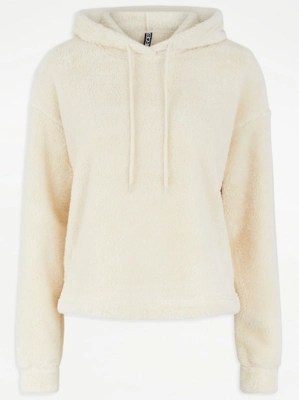 PIECES Beige Fleece Hoodie Women at ASDA