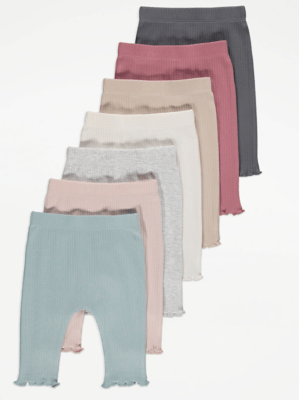 Ribbed Leggings 7 Pack Baby at ASDA