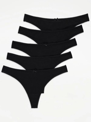 Black Thongs 5 Pack Women at ASDA