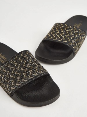 Black Woven Sliders Women at ASDA