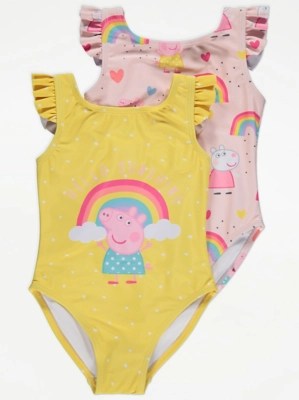 Peppa Pig Print Swimming Costumes 2 Pack Kids at ASDA