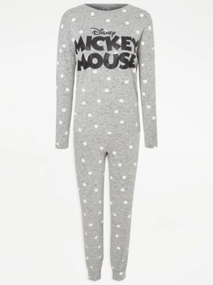 Disney Mickey Mouse Grey Polka Dot Print Pyjamas Women at ASDA