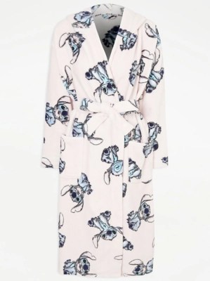 Disney Lilo and Stitch Pink Hooded Dressing Gown Women at ASDA
