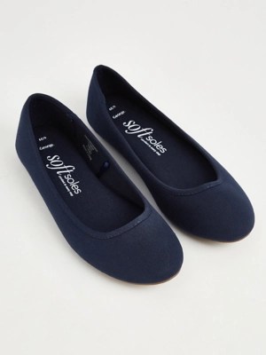 Navy Canvas Slip On Ballet Pumps Women at ASDA