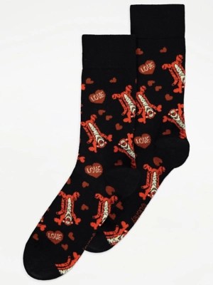 Disney Tigger Character Print Black Ankle Socks Men at ASDA