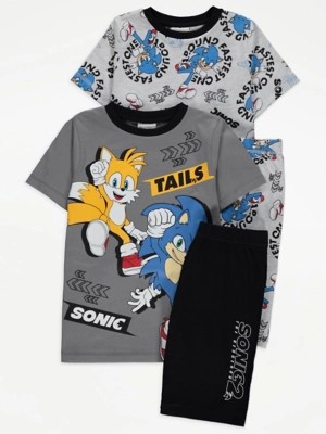 Sonic the Hedgehog Short Pyjamas 2 Pack Kids at ASDA