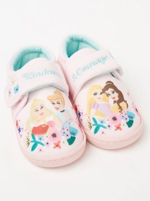 Disney Princess Pink Floral Fullback Slippers Kids at ASDA