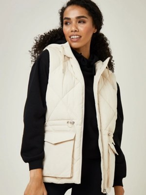 Cream Quilted Hooded Gilet Women at ASDA