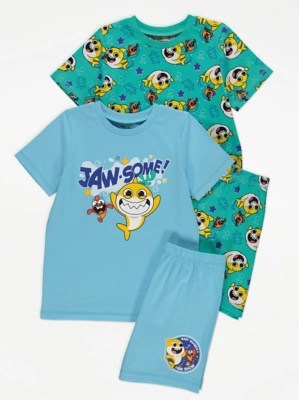 Baby Shark Short Pyjamas 2 Pack Kids at ASDA