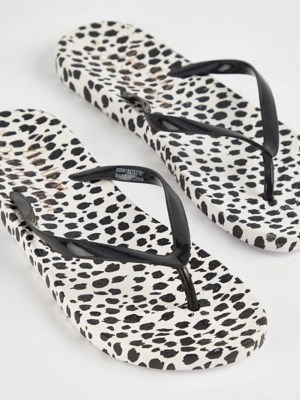 Black Leopard Print Flip Flops Women at ASDA