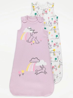 Assorted Bunny Print 1 Tog Sleep Bags 2 Pack Baby at ASDA