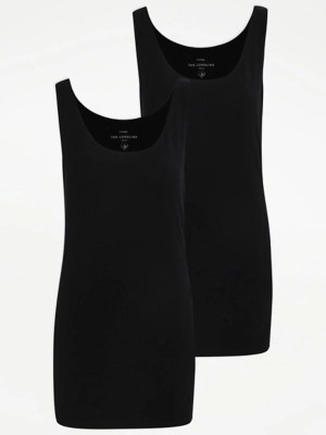 Black Longline Vest Tops 2 Pack Women at ASDA