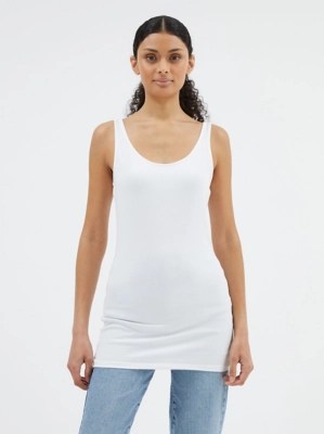 White Longline Vest Tops 2 Pack Women at ASDA