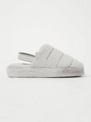 Grey Faux Fur Slingback Mule Slippers Women at ASDA