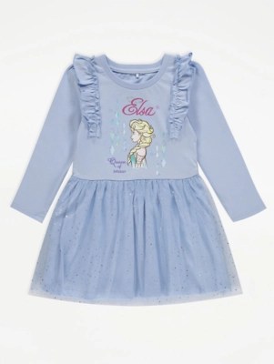 Disney Frozen Blue Elsa Glitter Dress Kids at ASDA