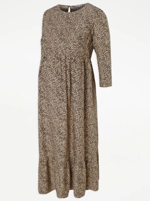 Maternity Animal Print Midi Dress Women at ASDA