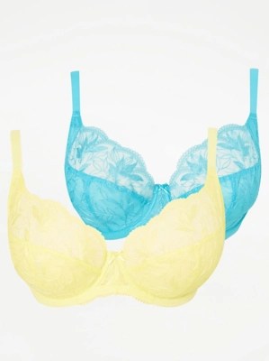 Embroidered Non Padded Underwired Bras 2 Pack Women at ASDA