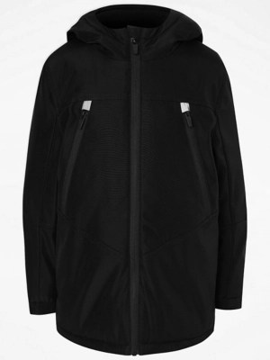 Black Hooded Zip Up Sports Jacket Kids at ASDA